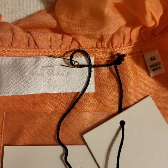 NWT 7 For All Mankind Orange Silk Blend Sleeveless Blouse Sz.XS $168 - Picture 8 of 9